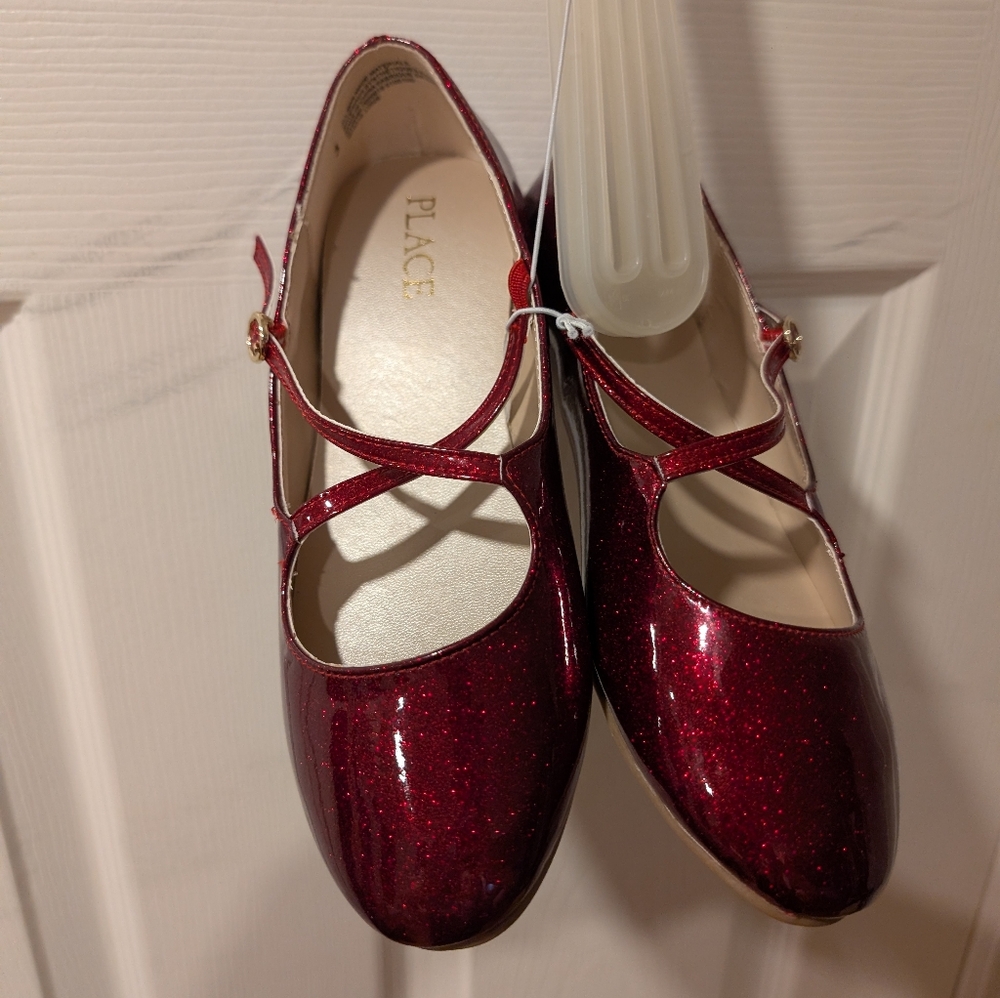 PLACE Kids' Glittery Burgundy Dress Shoes